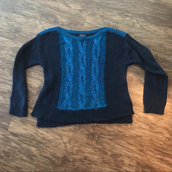 TOPSHOP French Blue Metallic Chunky Soft Fuzzy Sweater Size 8 - Picture 6 of 7